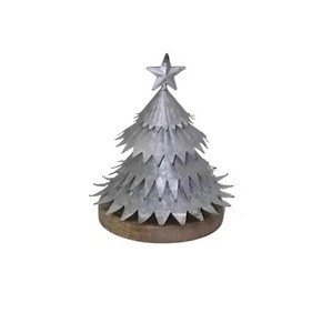Árbol de Navidad de Aluminio con Base de Madera de Mango, Color Dorado y Natural, Decoraciones para Festivales y Decoración de Mesa - Product Image 6