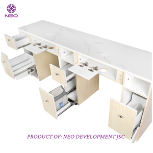 Mesa de manicura de baja MOQ (doble), mesa de manicura de fabricación de Vietnam, mesas de manicura personalizadas, muebles de salón de belleza, manicura de uñas - Product Image 5