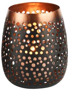 Candelabros votivos de diseño de lunares de Metal de hierro negro hechos a mano, paquete de decoración navideña para el hogar, 2 farolillos recubiertos de polvo - Product Image 3