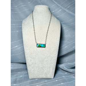 Tia <b>Long</b> Turquoise Blue Dahlia & Sterling Silver <b>Necklace</b> with Main Stone - Product Image 3
