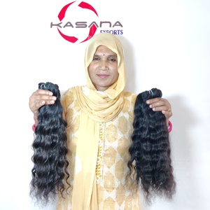 เครื่องต่อผมมนุษย์แบบม้วนต่อคู่สำหรับผู้หญิงผิวดำแบบไม่ผ่านกระบวนการธรรมชาติในแนวเดียวกัน100% อินเดีย - Product Image 2