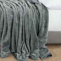 Couverture en vison en fausse fourrure réversible grise de taille King Queen couverture de lit en polaire chaude ultra douce et confortable sensation de vison