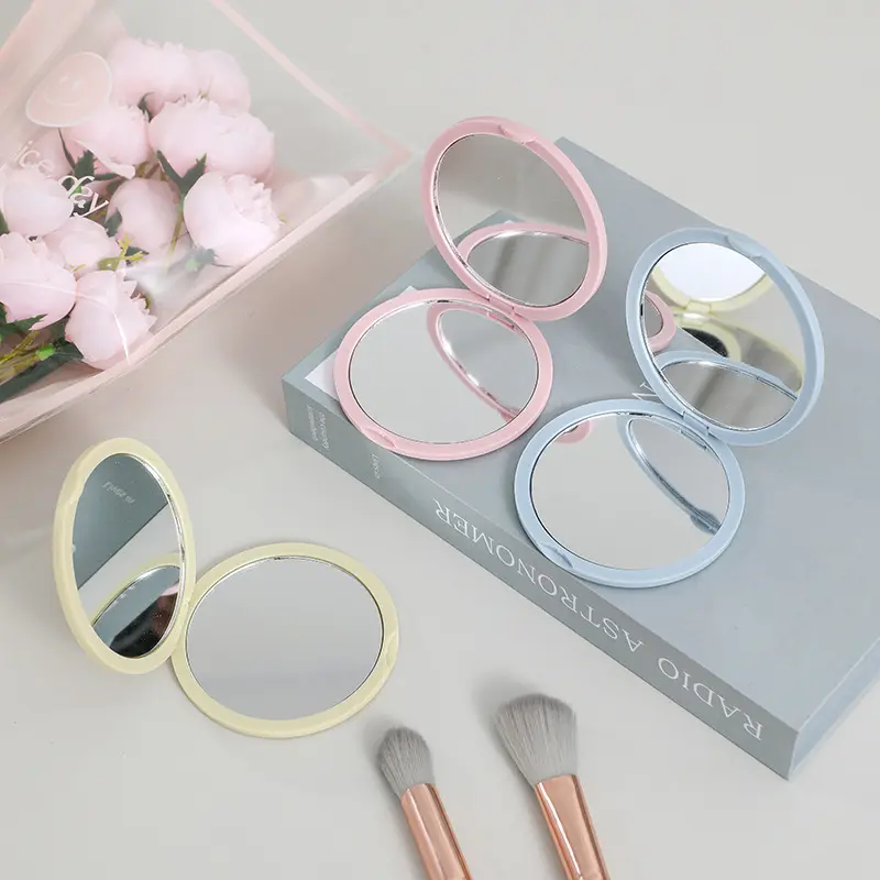 Customizable Logo Foldable Portable Mini Makeup Mirror In Macaron Colors