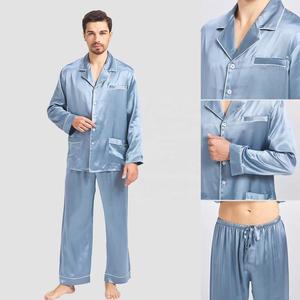 Personalizado 100% de seda para hombre ropa de dormir Loungewear manga larga pierna Pj Set hombres Pijamas - Product Image 3