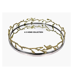 Luxueux métal en aluminium plaqué or créatif branche feuillue forme Design bordure plateau de service Accent décoratif pour la maison - Product Image 6