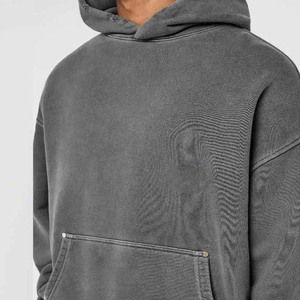 Nuevo mejor diseño de alta calidad para hombres sudaderas con capucha transpirable 100% algodón secado rápido lavado ácido estilo bordado OEM mantenido - Product Image 5