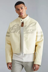 เสื้อแจ็กเก็ตทีมตัวแทนหนังแนววินเทจผ้าทอจากผู้ผลิตในปากีสถาน - Product Image 4