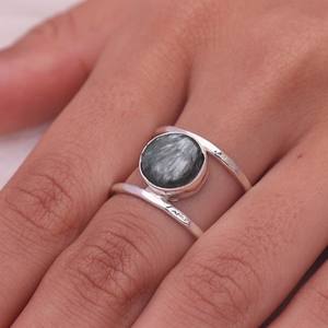 Seraphinite แหวนสําหรับสาว 925 เครื่องประดับเงินสเตอร์ลิง Seraphinite Cabochons แหวนหมั้นแหวนขายส่งเครื่องประดับ - Product Image 3