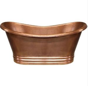 Baignoire en cuivre double, bon marché, abordable, de luxe, à vendre, en cuivre pur, inclinée, à jupe, debout, antique, martelée - Product Image 5