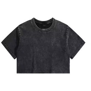 เสื้อยืดครอปผู้หญิงสุดฮิตสำหรับสตรีทแวร์ฤดูร้อนและใส่ได้ทุกวัน ทรงปกติ ผ้าถัก 100% คอตตอน พิมพ์ลายดิจิทัล - Product Image 1