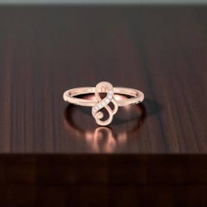 0.03 Carat E-F/VVS-VS Moissanite Round Cut Diamond Prong Set Fancy / Modern Ring Made in 10K,14K,18K Solid Gold - Product Image 5