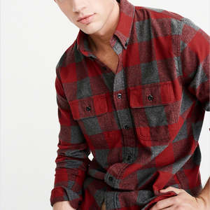 Venta al por mayor de fábrica Camisa de franela de algodón 100% para hombre Cómodo vestido informal de manga larga Logotipo personalizado Botón cubierto de punto a cuadros - Product Image 2