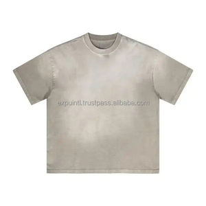 Men's <b>Acid</b> Wash T-Shirt 100% Cotton <b>Drop</b> Shoulder Loose Fit Streetwear with Front Logo Mens Clothing - Product Image 2