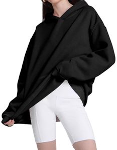 Sudadera con capucha y hombros caídos de diseñador en blanco personalizada para mujer, ropa de calle, sudadera básica sin cordones lisa de gran tamaño Unisex - Product Image 2