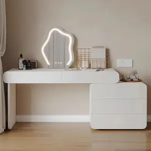 モダンなデザインカスタマイズサイズ無垢材格納式化粧テーブル白いドレッサー寝室用