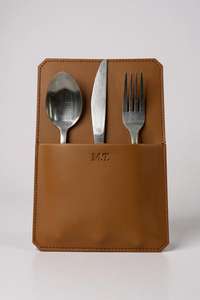 Porta Cubiertos de Cuero Genuino Plegable, Ecológico y de Lujo, Hecho a Mano, para Organizar la Vajilla de Restaurante, LCH-0033 - Product Image 3