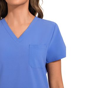 ชุดทางการแพทย์สำหรับผู้หญิงชุดเสื้อแขนสั้นคอวีและกางเกงจ็อกเกอร์มีกระเป๋าหรือพยาบาล & เจ้าหน้าที่ดูแลสุขภาพ - Product Image 3