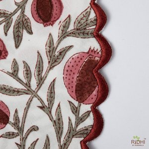 Nouvel Arrivage Thulian Rose Artichaut Vert Inde Bloc Impression Tapis Fleur Impression Table Décor Réutilisable Tapis Coton Tissu - Product Image 4