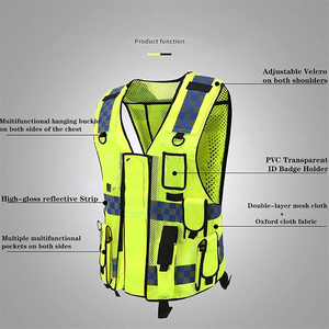 Gilet de sécurité en maille fluorescente en polyester antistatique certifié CE, personnalisable avec logo, noir, haute visibilité, pour la construction - Product Image 4