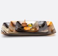 Plateau de petit-déjeuner en corne véritable style marbre noir ancien décoratif plateau rectangulaire plateau de service pour salle de bain cuisine table basse