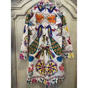 Abrigo Vintage para Mujer, Modelo M, 100% Algodón, Decoración Bordada con Rayas de Pavo Real, Tejido Transpirable para Otoño e Invierno - Product Image 1