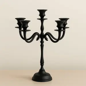 Candelabro Moderno de Metal Negro de Lujo con Forma de Cilindro para Decoración de Bodas e Iluminación con Velas - Product Image 4
