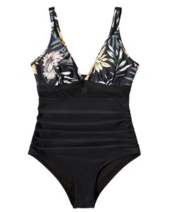 Nouveau Maillot de bain uni imprimé pour femmes Maillot de bain grande taille à manches courtes Maillots de bain et vêtements de plage - Product Image 5