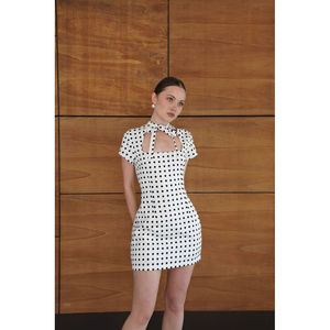ชุดเดรสผ้าซาตินลายจุดขายส่ง - [object Object] - Product Image 3