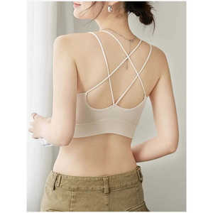 Texlina Women's Crisscross Back <b>Bralette</b> Adjustable Everyday Series Solid Breathable Light Compression Sportswear for Active - Product Image 3