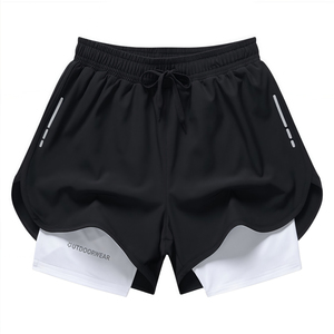 Top Tendance Prix de Gros Hommes Shorts Élastique Séchage Rapide Double Couche Hommes Fitness Workout Shorts - Product Image 3