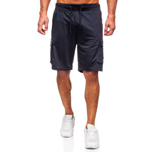 Shorts cargo noirs pour hommes en coton respirant avec ceinture ajustable et plusieurs poches utilitaires pour un port décontracté en été - Product Image 2