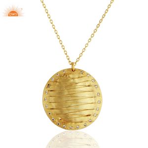 โบราณเนื้อบน CZ แฟชั่นสร้อยคอจี้ทองเหลืองคอลเลกชันเครื่องประดับสําหรับโอกาสพิเศษ Demi Fine ผู้ผลิตเครื่องประดับ - Product Image 1