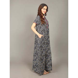 Evolove – Nuisette longue en viscose Liva pour femme, avec poches, super douce et confortable, en popeline tissée, boutonnée, fermeture à cordon, demi-tenue 3 pièces - Product Image 2