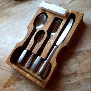 Porta Cubiertos de Madera de Lujo Personalizado al por Mayor, Bloque de Almacenamiento de Cubiertos de 3 Compartimentos, Organizador de Utensilios Minimalista para Mesa, para Restaurantes de Alta Cocina - Product Image 5