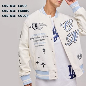 Blouson d'aviateur pour hommes avec logo personnalisé OEM 100% coton Vintage décontracté style Hip Hop col montant lettre manches en cuir - Product Image 1