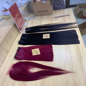 ผมต่อผมตรงกระดูกสีเบอร์กันดีสำหรับผู้หญิงผิวดำเทรนด์8A และ10A ผู้บริจาค - Product Image 4