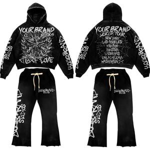 Conjunto de Sudadera con Capucha de Algodón Lavado al Ácido para Hombre, con Logotipo Personalizado, Cortavientos y Transpirable, para Gimnasio y Fitness en Invierno - Product Image 2