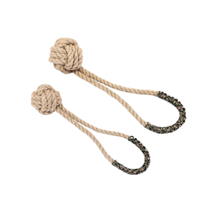 Jouets pour chien en corde de chanvre naturel-Jouet interactif en corde pour chien à mâcher avec poignée en boucle et nœud du Vietnam - Product Image 4