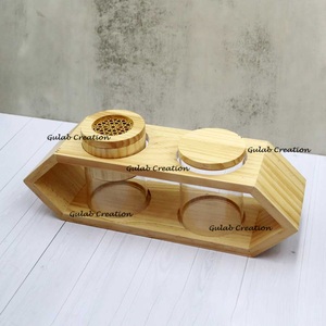 Le plus récent ensemble de plateaux de brûleur d'encens arabe en bois lancé OEM Design personnalisé Mubkhar avec plateau décoratif pour les cadeaux arabes Bakhoor - Product Image 2
