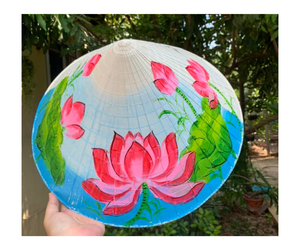 Sombrero de hoja de palma vietnamita-VIETNAM NON LA-Bordado según el patrón solicitado - Product Image 1