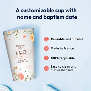 Coupe de baptême personnalisée |   Tasse personnalisée avec photo |   Polypropylène réutilisable sans BPA |   Pas de quantité minimale par commande |   Fabriqué en France - Product Image 2