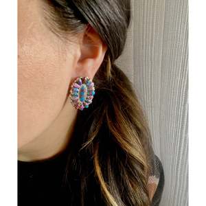 Pink Mohave Turquoise <b>Sterling</b> <b>Silver</b> Post Cluster <b>Stud</b> <b>Earrings</b> - Product Image 2