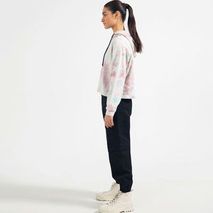Sweat à capuche Tie Dye personnalisé OEM longue veste à capuche d'hiver à quantité minimale de commande bas pour femmes avec logo imprimé sur le devant en vente - Product Image 4