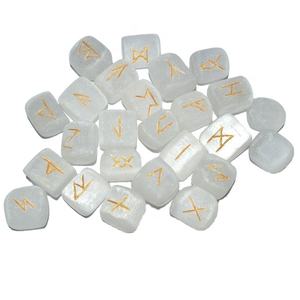 Juego de runas orgoneCrystal de nueva llegada, juego de Runas de encaje azul con bolsa de terciopelo gratis, juego de curación de Runas de Piedra grabada de ágata natural - Product Image 4