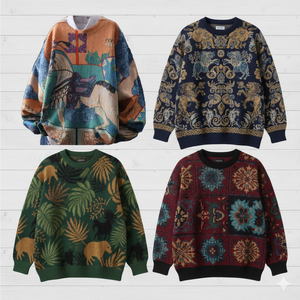 เสื้อสเวตเตอร์ถักลายวินเทจแนวย้อนยุคคอมพิวเตอร์คอกลมแนวแฟชั่นยอดนิยมใหม่ฤดูใบไม้ผลิสุดหรู - Product Image 5