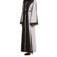Vente en gros Robes brodées à manches longues et fermeture éclair pour femmes Abaya musulmane en dentelle Hijab pour le Moyen-Orient vêtements islamiques pour les pays arabes