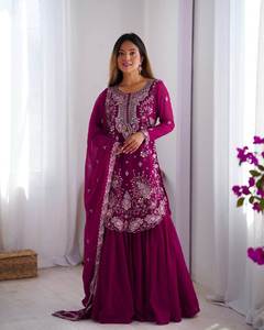 Ensemble Sharara de qualité supérieure en gros, style traditionnel, séchage rapide, broderie de sequins pour les fêtes - Product Image 6