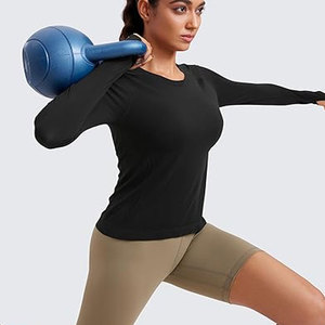 High Quality Custom Logo Cotton T-Shirt Customized Women Long Sleeve T-Shirt <b>Tops</b> Best Quality Latest Design Hiking Workout Tee - Product Image 4