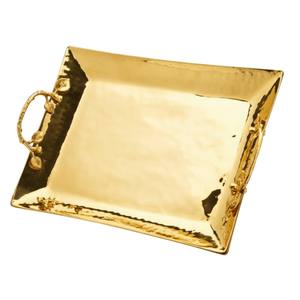 Plateau de service rectangulaire moderne en acier inoxydable avec poignées, finition argentée polie, plateau en métal pour la maison, la cuisine et la salle à manger - Product Image 5