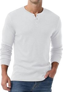 T-shirt à manches longues Henley sur mesure à double couche de couleur blanche avec boutons, motif à carreaux, printemps, vente en gros, respirant, faible MOQ - Product Image 3